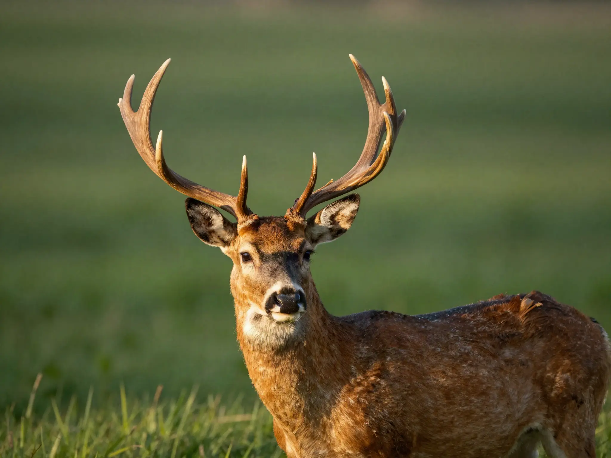 Deer in open pasture at golden hour — AI-generated sample imagery